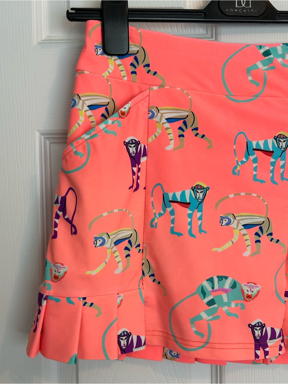 Tzu Tzu Coral Monkey Print Skort - Picture 3 of 12